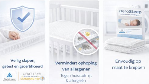 Aerosleep Safesleep 3D Mesh Matrastopper Wieg 80x50cm